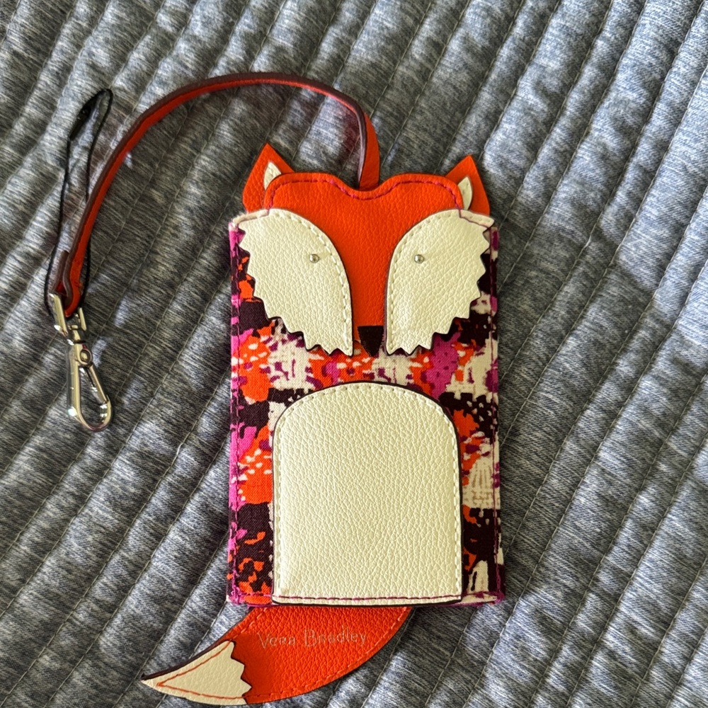 Vera Bradley Fox Lanyard - Orange, Cream, and Purple
